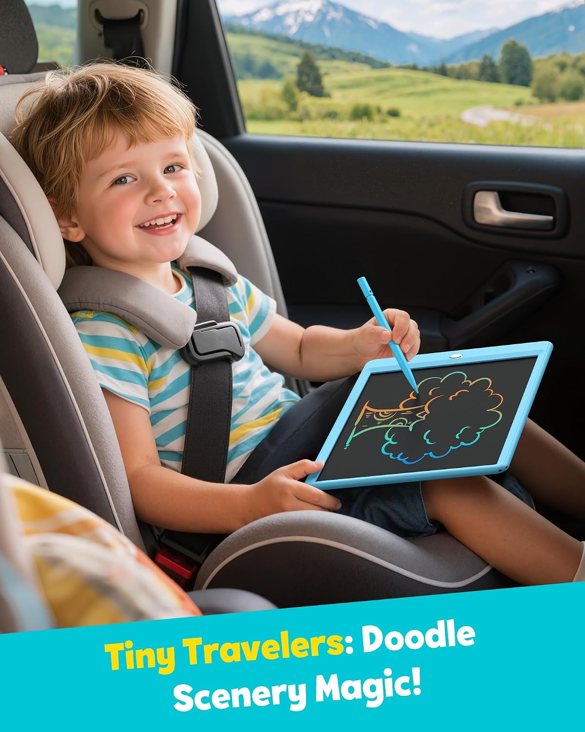 TEKFUN LCD Writing Tablet for Kids, Mess Free Doodle Board - Blue / 8.5 inch - image 3