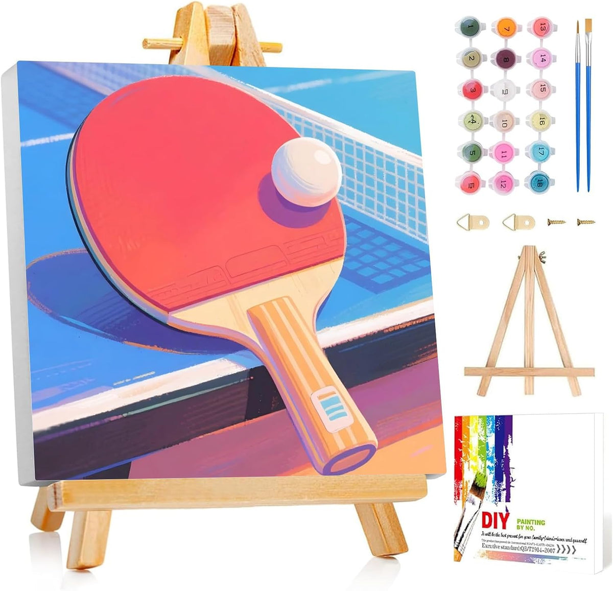 Reivworl sea turtles paint by numbers kit for kids with framed 8x8 inch canvas and easel - view 2