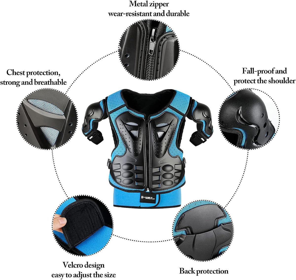 JUSTDOLIFE youth dirt bike gear set with chest protector, knee and elbow pads - view 7