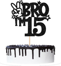 1 PCS Brother I'm 7 Cake Topper Glitter Star Happy 7th Birthday Cake - Black 15th