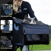 Pet Carrier Bicycle Basket Bag Pet Carrier/Booster Backpack for Dogs - Classic Blue / 10.6"L x 11.4"W x 11.4"H - image 2