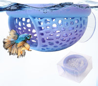 Multi-Functional Betta Hammock Feeding Bed - Rainbow-RedBlue