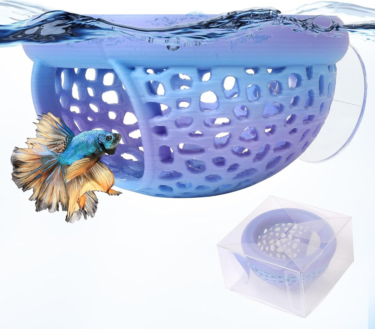 Multi-Functional Betta Hammock Feeding Bed - Rainbow-RedBlue