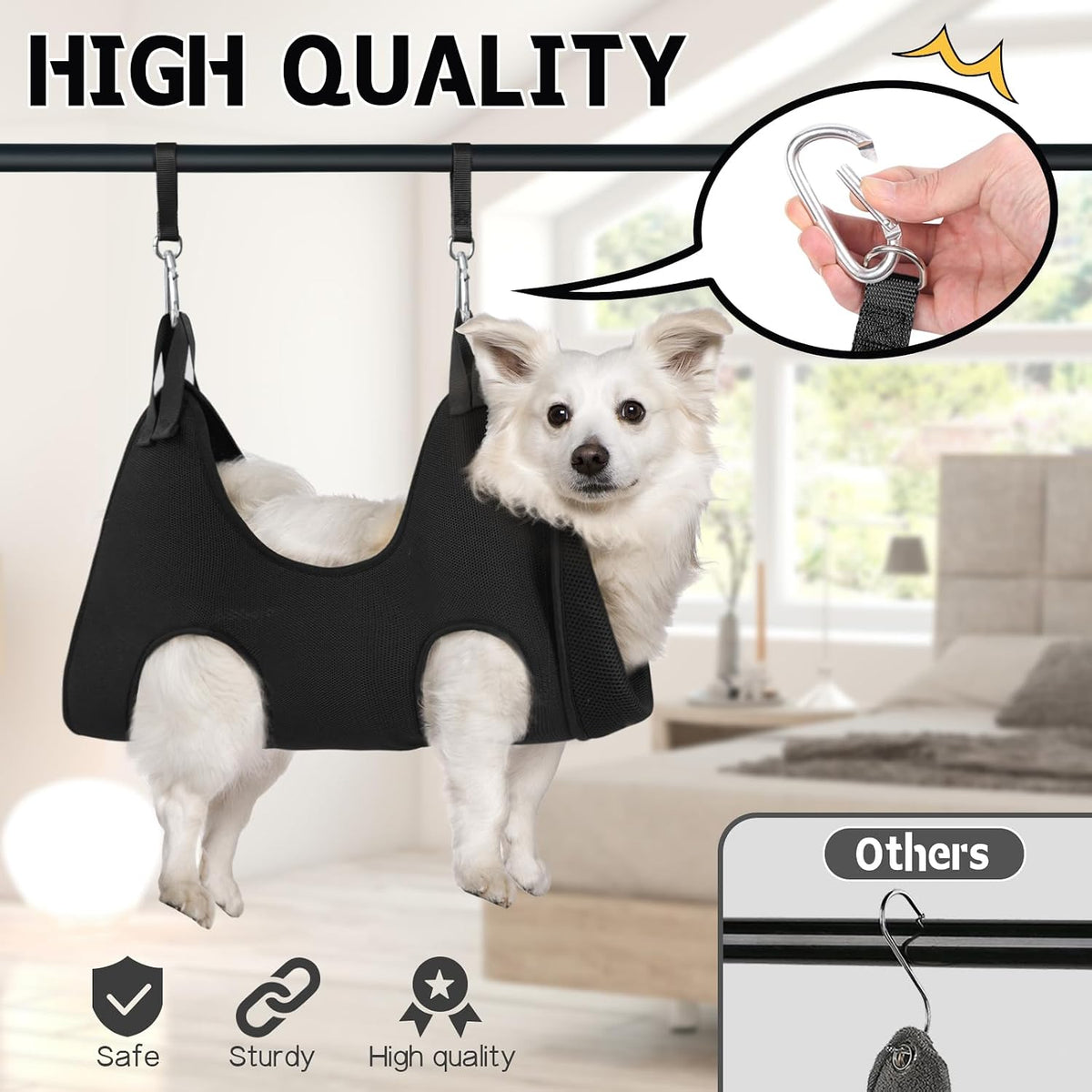 Supet Dog Grooming Hammock for Nail Trimming - XS( Max 16 Lb:Leg space: 4.9"-10.5") / Black - image 3