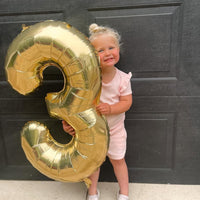 Blue Number 3 Balloon 40 Inch, 3 Balloon Number - Light Gold / Number 3 - image 2