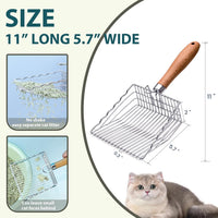 Cat Litter Scoop, Stainless Steel Kitty Metal Scooper with Hook and Hole – Daily Care for Cats - 5.5"Handle - image 4