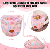 2 Pcs Guinea Pig Fleece Hideouts, Blue, Khaki, Star – Daily Care for Small Pets - Green, Pink / Flowers - image 2