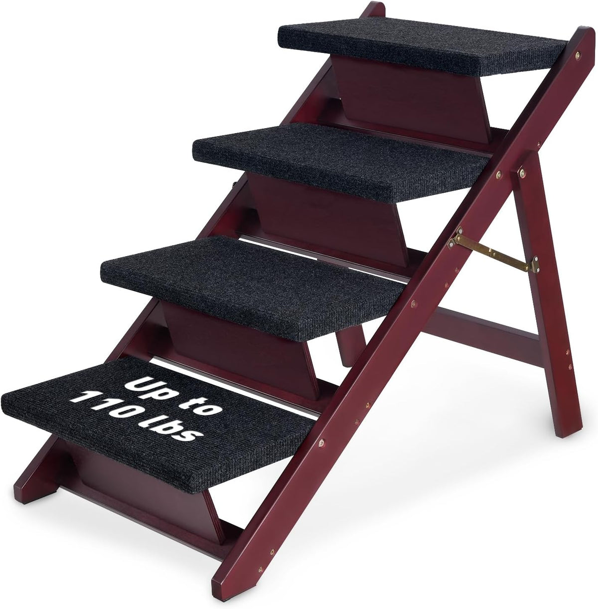 BRIKY Wooden Dog Stairs/Steps, Foldable 4 Steps – Essentials for Dogs - 30.9" L x 18.5" W x 25.6" H - 4 steps