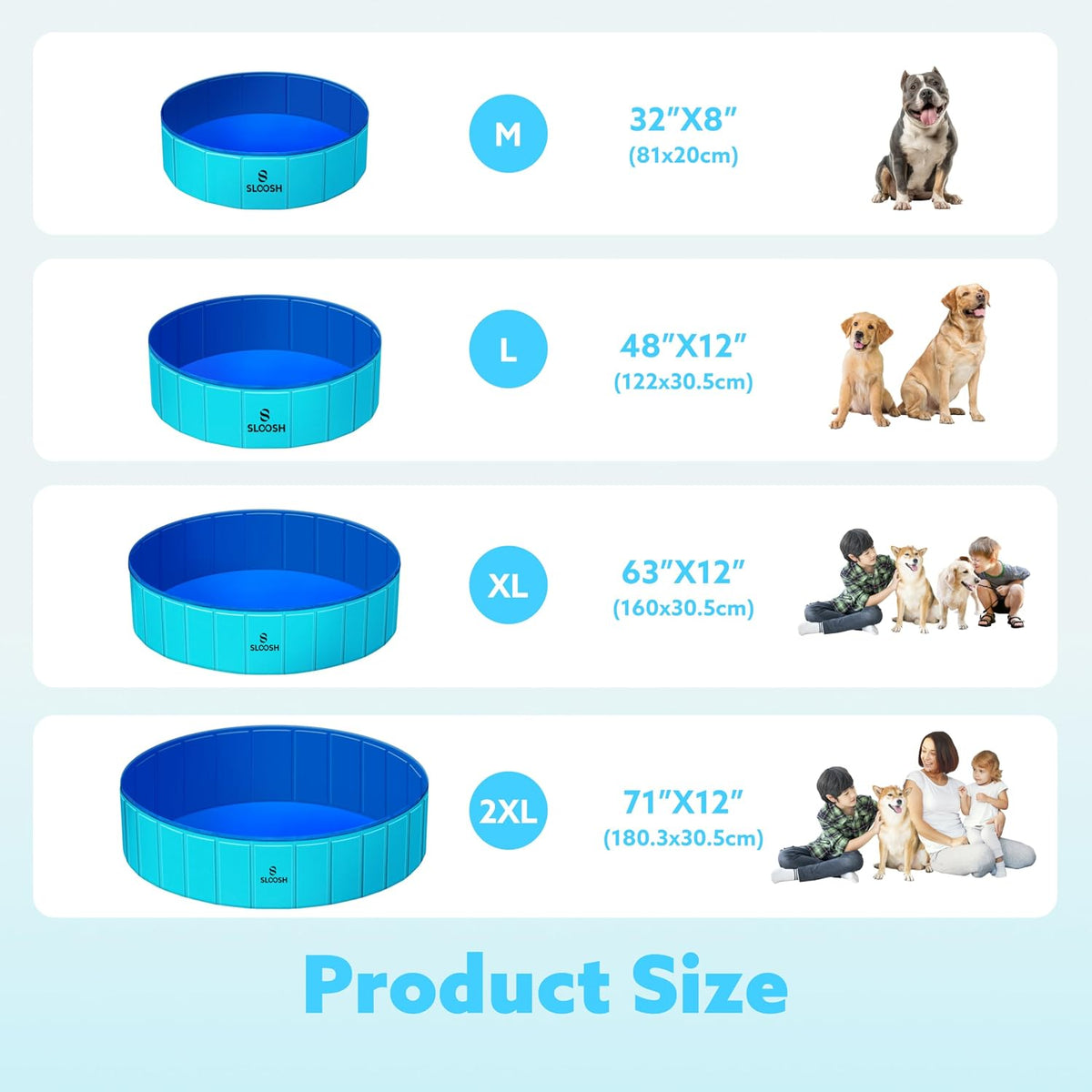 SLOOSH Foldable Dog Kiddie Pool - Blue / 48" x 12" - image 4