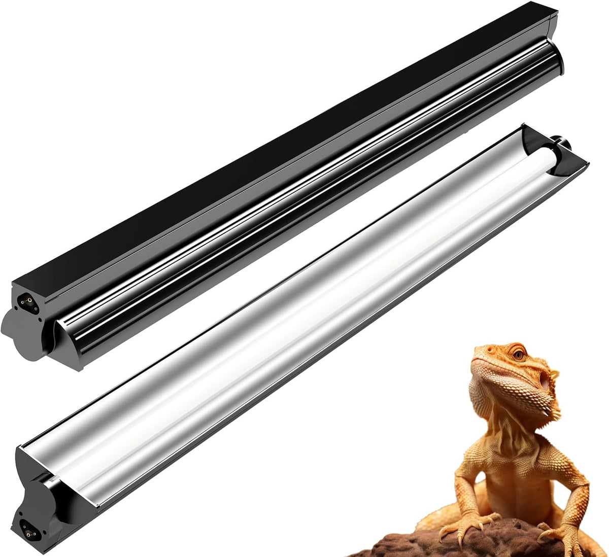 8W T5 10.0 UVB Reptile Light Fixture 12" - Fixture Black / 24W 22 Inch