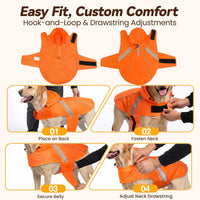 VIVAGLORY Dog Raincoat Wetoff Dog Rain Coat, XS - Orange / L (26"-30" chest girth) - image 4