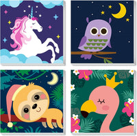 CarlonLin framed paint by number for kids, 4 pack of 8x8 inch canvas kits