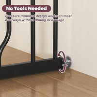 29"-51" Baby Gate for Stairs, Auto Close Stroller Friendly Dog Gate Indoor for Doorways, Pressure Mounted Baby Gate, Easy Walk Through Gate for Children & Pets, Black