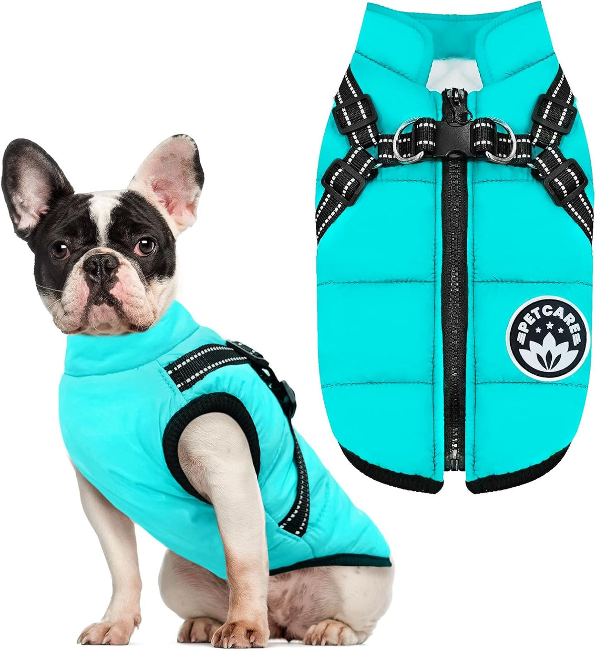 Winter Dog Coat with Harness Built in Waterproof Dog Jackets Warm Pet - Blue / 2XL(Suggest 16-22 lbs)
