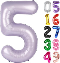 Navy Blue 1 Balloon, Number Balloon 40 Inch - Lilac / Number 5