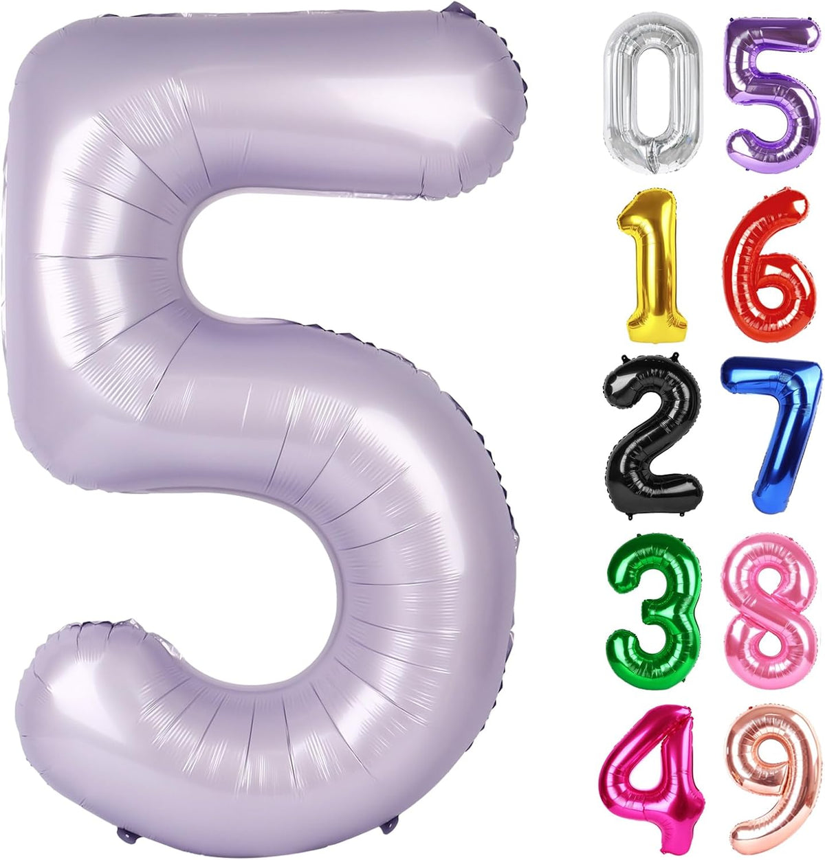 Navy Blue 1 Balloon, Number Balloon 40 Inch - Lilac / Number 5