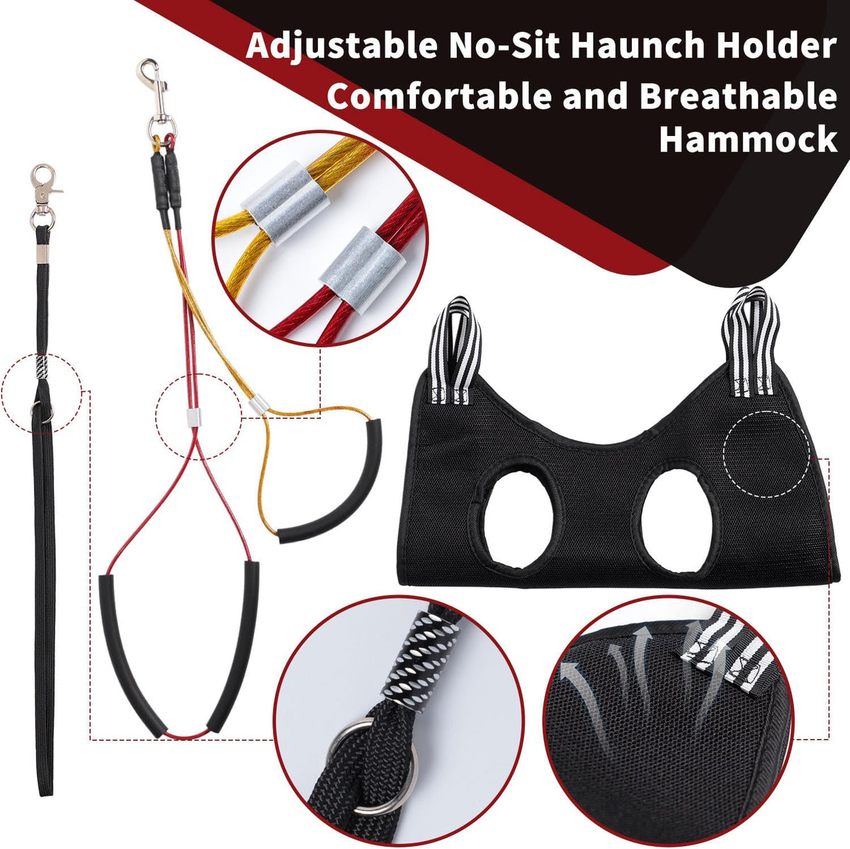 Dog Grooming Table Arm with Hammock, Adjustable Height - Black - image 2