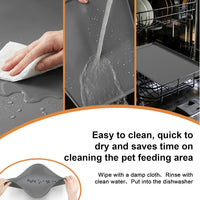 Large Pet Feeding Mat Spillproof Raised Edges Nonslip 24"x16" Beige – Essentials for Cats - Gray / 19"L x 12"W - image 2