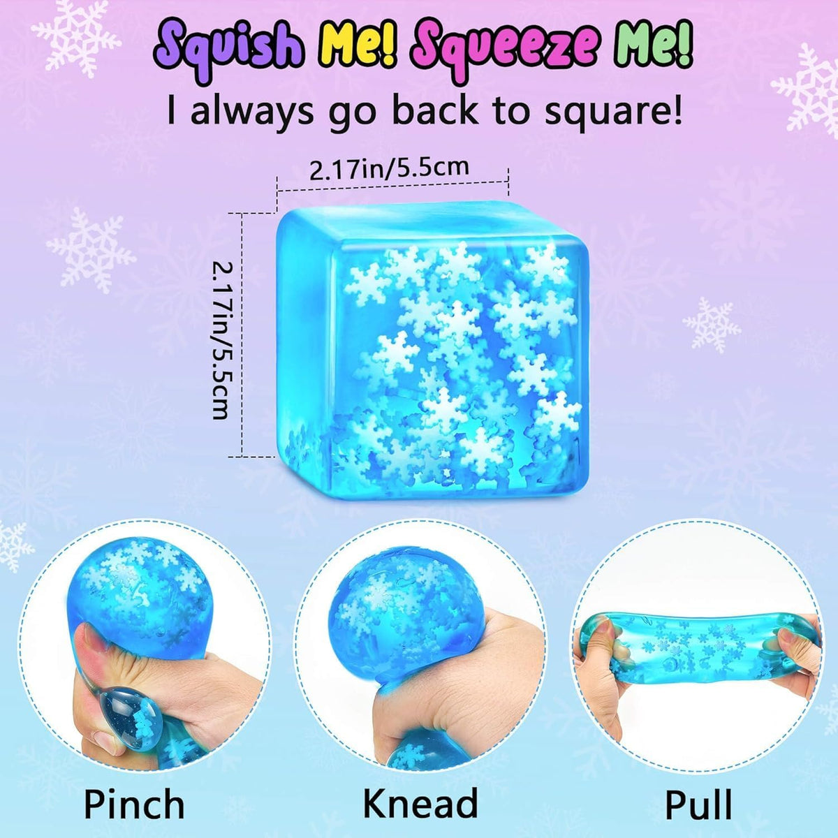 Squishy Fidget Toys Stress Cube - Snowflakes - image 2