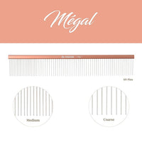 2-in-1 Megal Greyhound Comb for Dogs (Medium/Coarse), 69 Stainless Steel Pins Dog Comb, Aluminum 24.5cm Handle,Lightweight,Gently Remove Dogs’ Head/Body Fur, Professional Grooming Accessories
