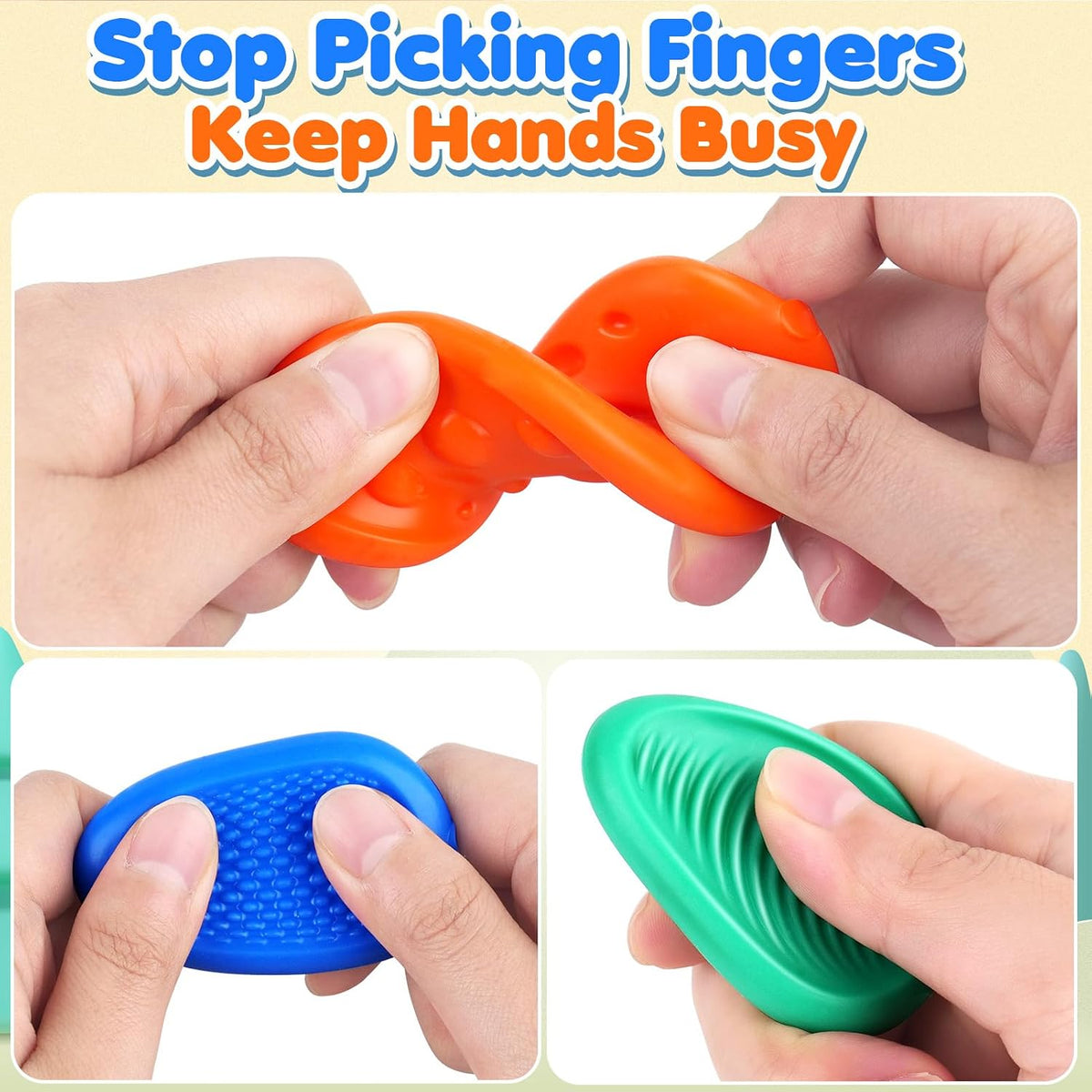 Fidget Toys Sensory Stone for Kids: 6 Pack Textured Soft Worry Stone - 6 Count (6 Packs of 1) - image 3