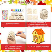 Fennoral 7 pack wooden 3D pumpkin house craft kit for kids Halloween decorating - view 11