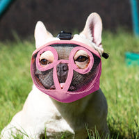 Short Snout Dog Muzzle - Adjustable Breathable Mesh Bulldog Muzzle for Biting Chewing Barking - Pink / Medium/11"-17" - image 3