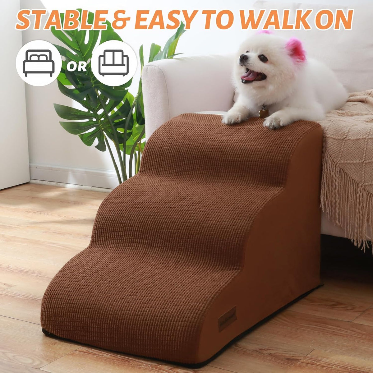 Dog Stairs for Small Dogs and Cats - Brown / 3 / Standard 3-Step 15.7"H - image 2