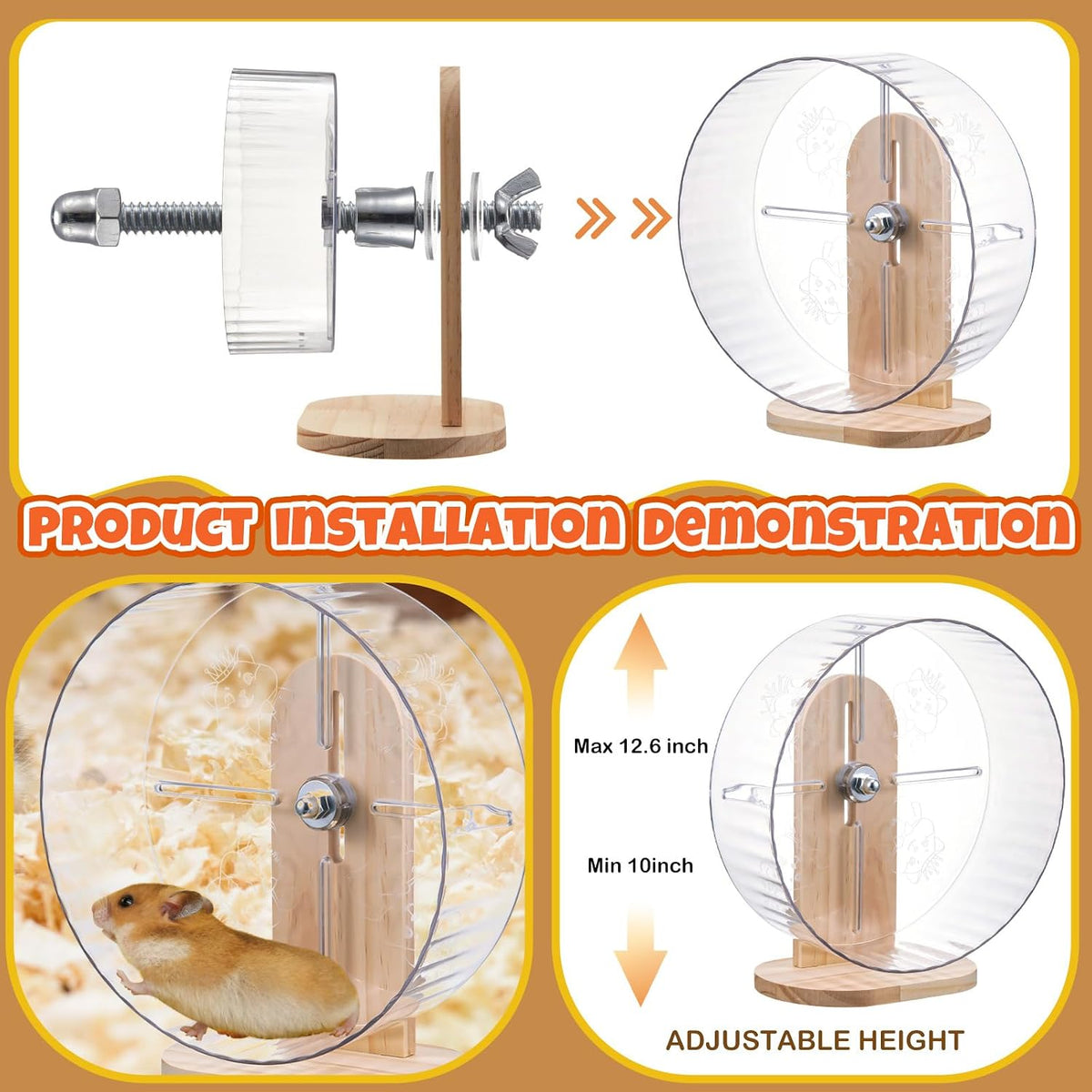 18 Pcs Hamster Cage Accessories Set with Hamster Wheel Maze House – Essentials for Small Pets - Fun Interactive Style - image 3