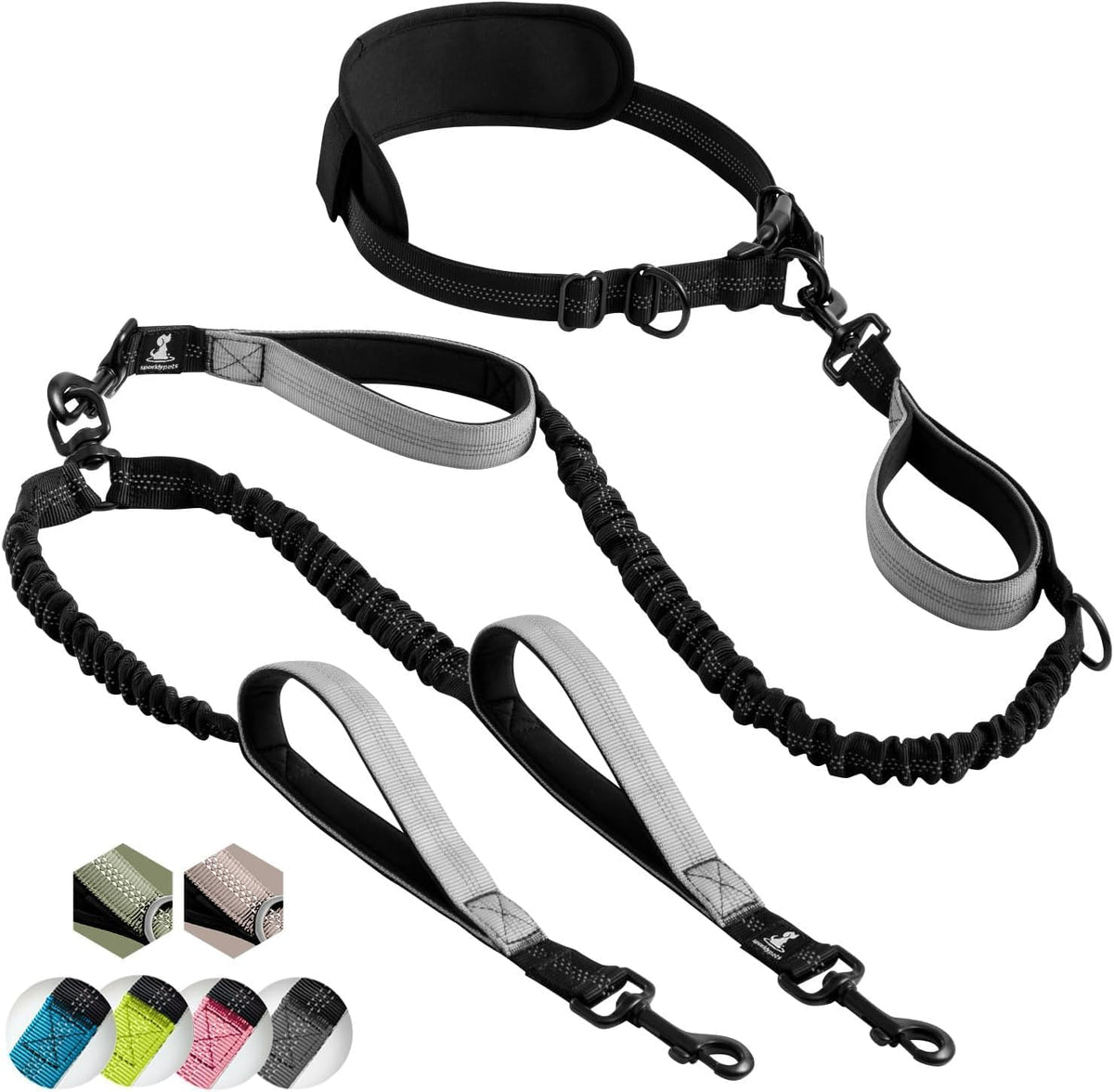 Active Pack Hands Free 2 Dogs Leash Medium & Large - Gray / 2 dogs M/L