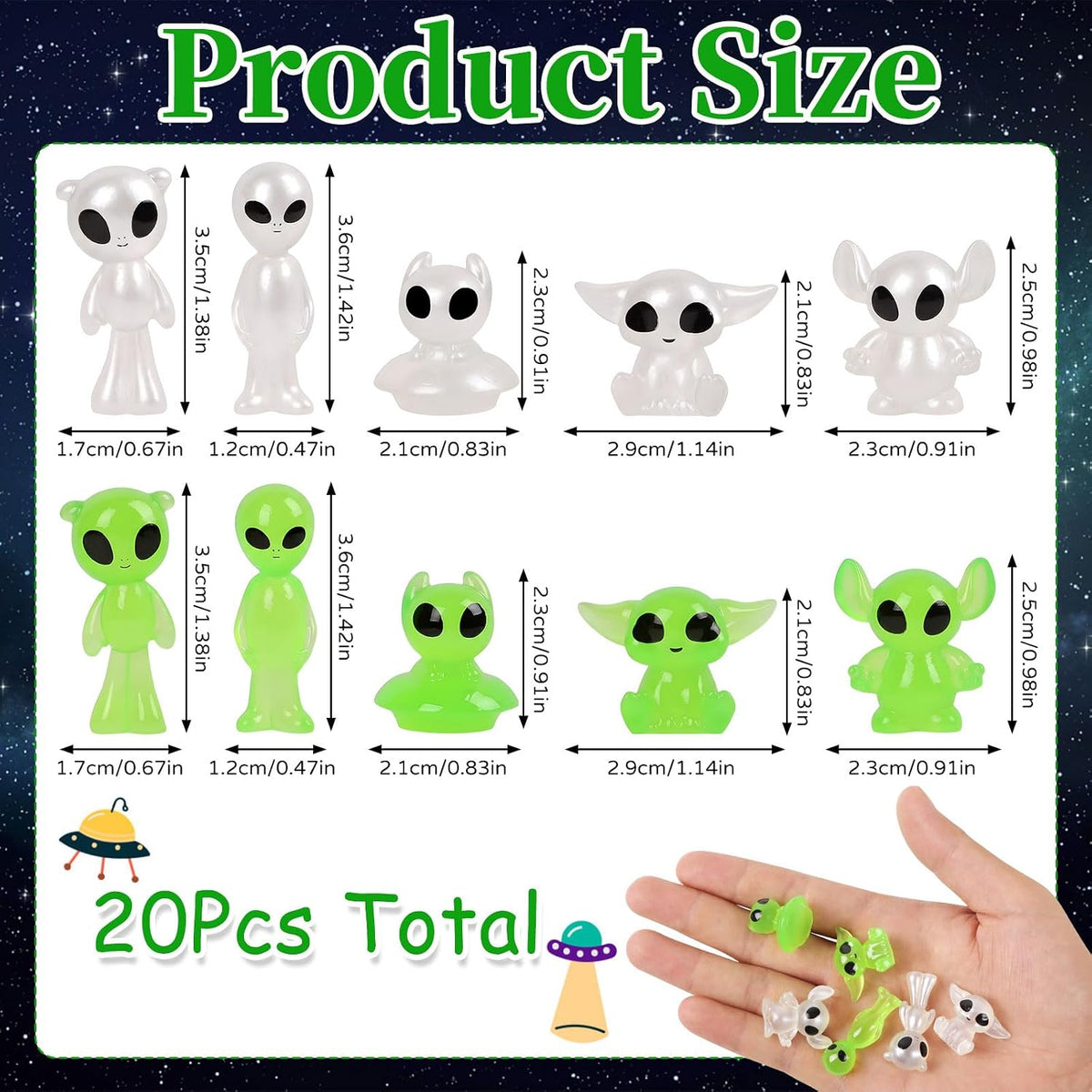 CCINEE 20Pcs Glow in Dark Tree Elves Fairy Luminous Ghost Micro - Alien - image 2