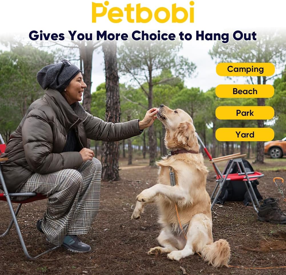 Petbobi Dog Tie Out Cable and Stake - 40 ft (120 lbs) / Orange - image 4