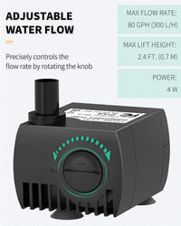 Uniclife 80 GPH Submersible Water Pump 4W 2.4ft High Lift Quiet Pump - 80GPH - image 3