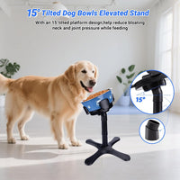 Dog Bowls Elevated Adjustable Stand - Dog Bowl Stand 1 Pack Black - image 2