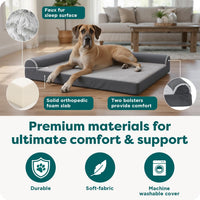 Furhaven Orthopedic Dog Bed for Large Dogs w/ Removable Bolsters - Jumbo Plus / Sable Brown - image 4