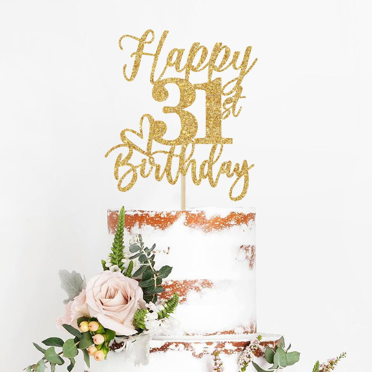 Happy 83rd Birthday Cake Topper - happy 31st birthday / Gold Glitter - image 3