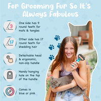 Sinko Shedding Brush For Dog and Cat - Blue - image 3