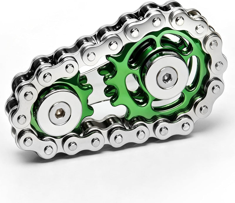 Metal Fidget Spinner Toys for Teens Boys Adults Bike Chain Roller - Green