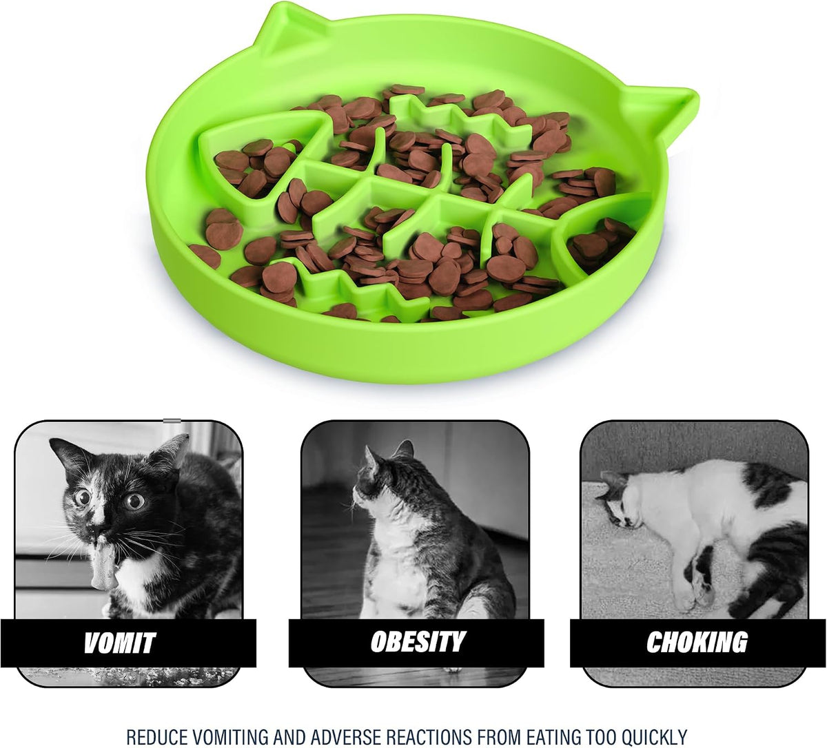 Silicone Cat Slow Feeder Bowl with Suction Cups - 1 CUP / Blue+ Green - image 4