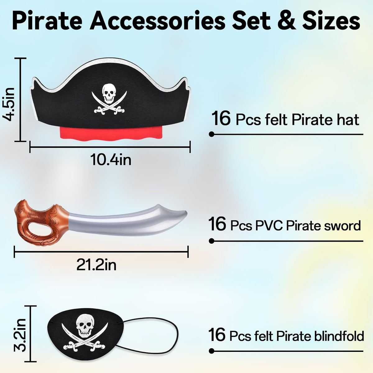 ZeeDix 9 Pcs Pirate Accessories for Kids - 48pcs Pirate - image 2