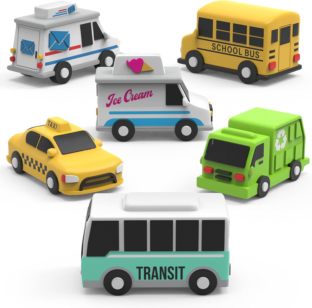 Tub Works Vehicles Bath Cars Mold Free Bath Toys, Sealed - City Cars - 6pk