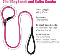 Strong Slip Rope Dog Training Leash - 1/2" x 4ft / Hot Pink - image 4