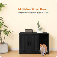 Cat Litter Box Enclosure, with Scratching Mat - Dark Grey / 31.5"L x 19.7"W x 21.7"H - image 2