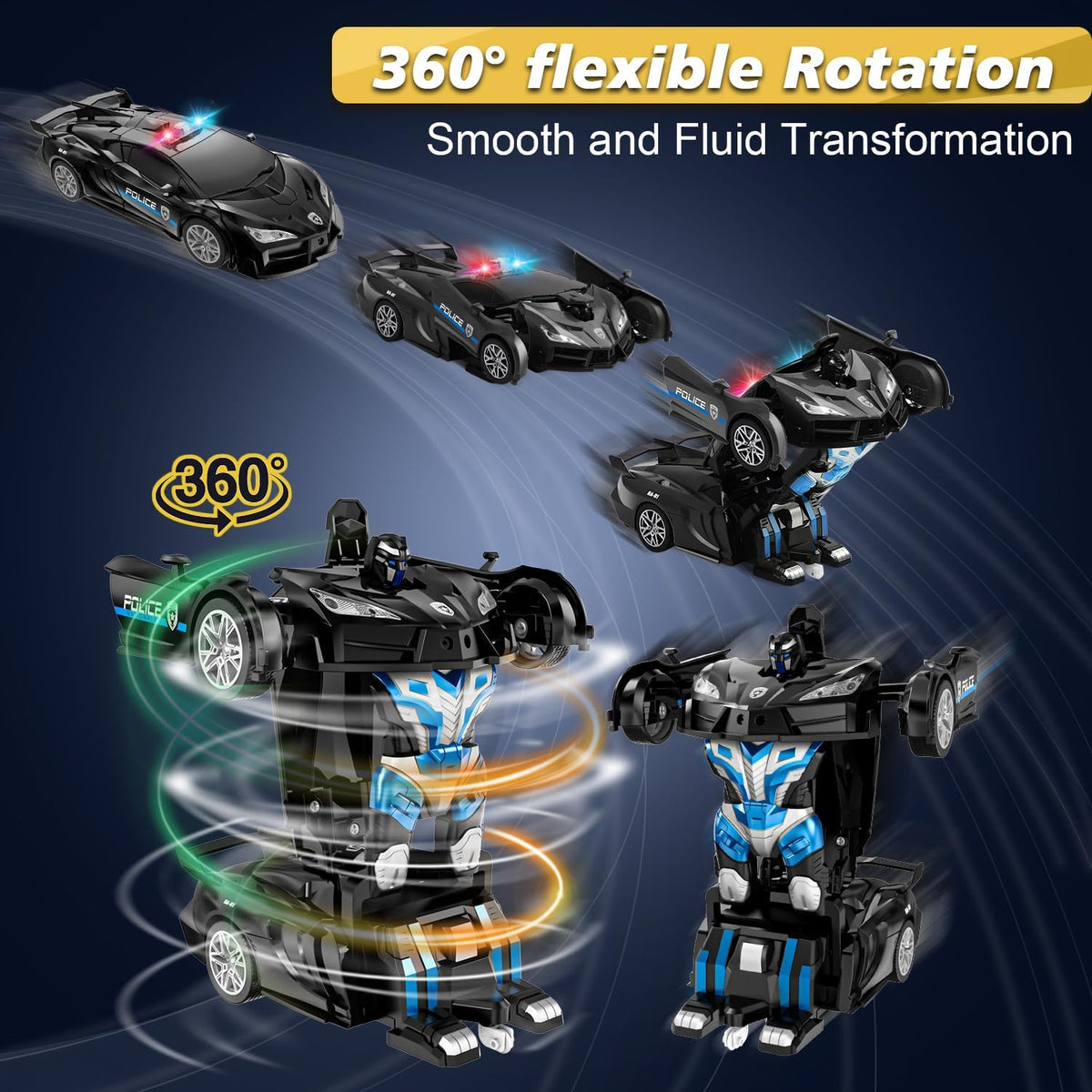 Spider Remote Control Car with Police Light - Black - image 4