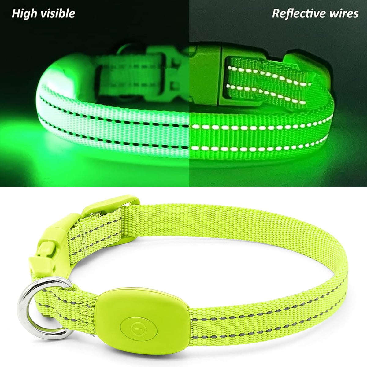 Light Up Collar for Small Dogs& Cats - XS (9.45-14inch / 24-35.5cm) / Green - image 2