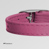 Soft Leather Cat Collar with Safety Elastic Strap - Neck Fit 8"-11" / Pink - image 3