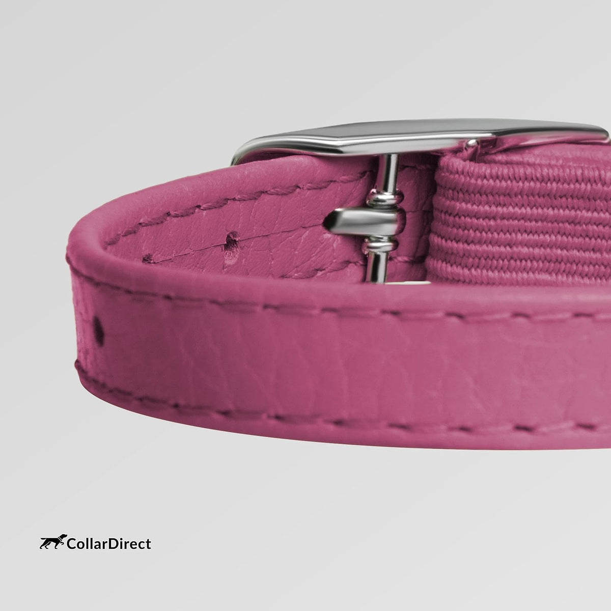 Soft Leather Cat Collar with Safety Elastic Strap - Neck Fit 8"-11" / Pink - image 3
