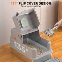 Stainless Steel Litter Box with Lid - Light Gray - image 3