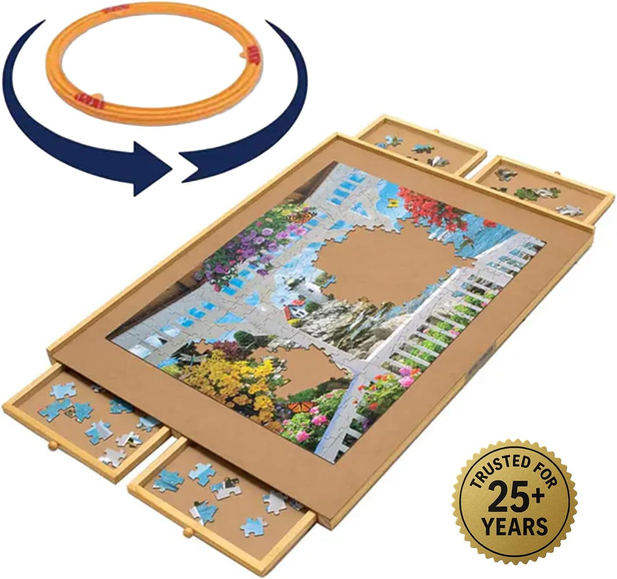 Bits and Pieces The Original Puzzle Board with Drawers - 35" x 26" - 1500 Piece / With Spinner - image 4
