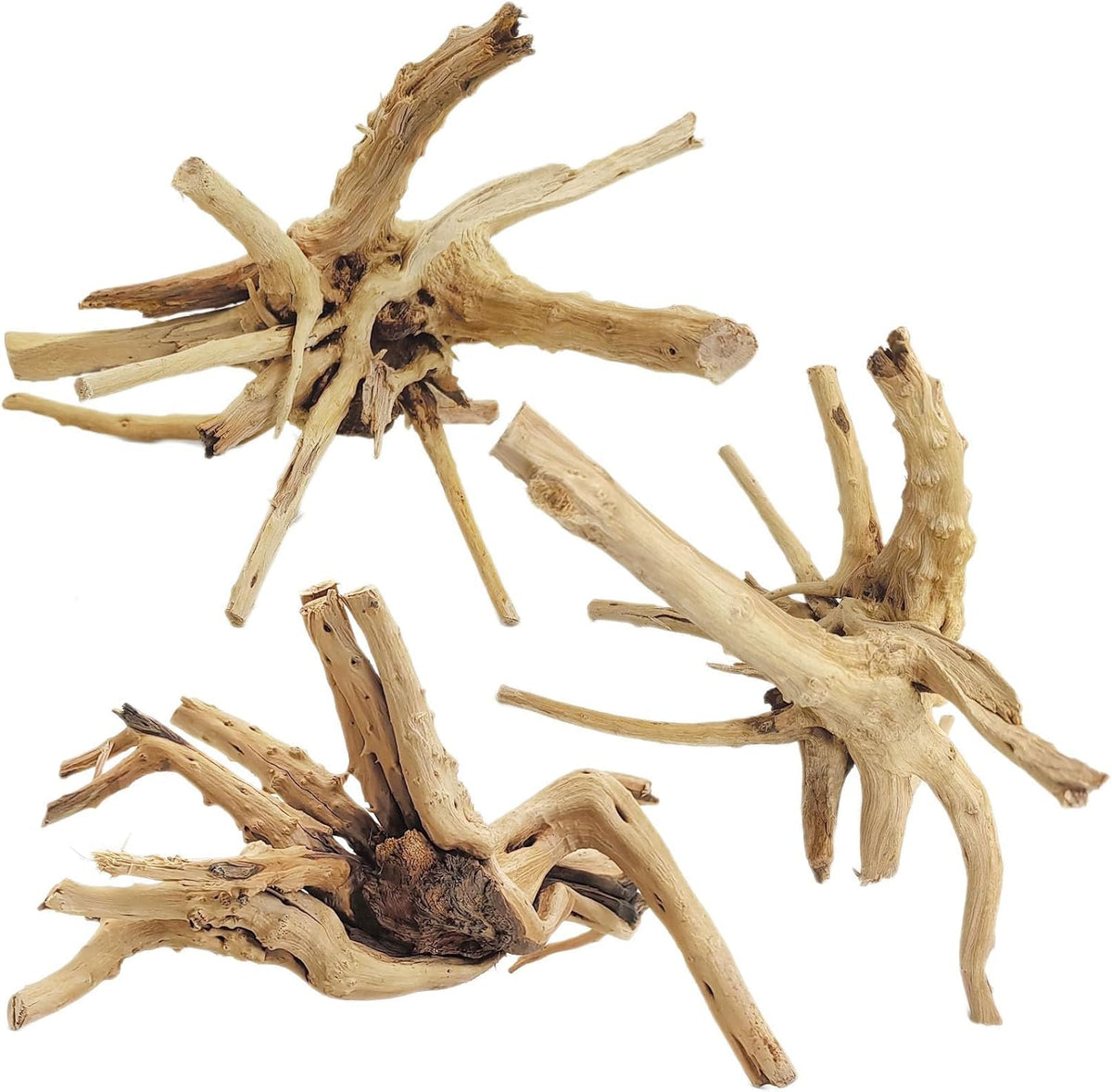 Natural Driftwood for Aquarium - Spiderwood（7-11 inch pack of 3）